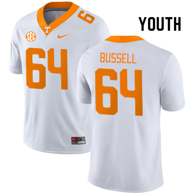 Youth #64 Ayden Bussell Tennessee Volunteers College Football Jerseys Stitched Sale-White